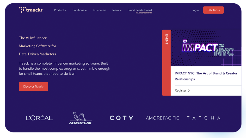Traackr focuses on comprehensive influencer campaign management, from discovery to relationship building